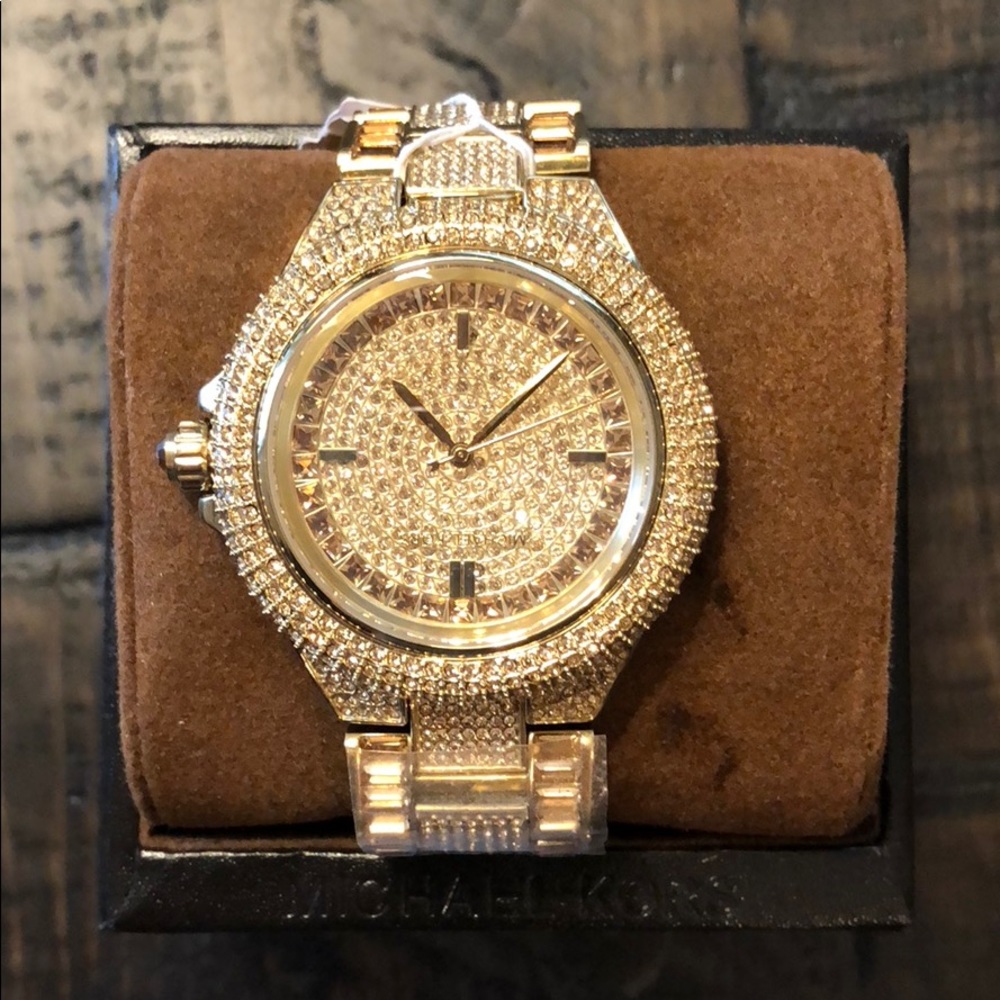 Michael Kors Camille Pavé Gold-Tone Watch